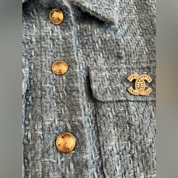 Rachel Zoe Tweed Jacket Blazer Blue XS Fit S - Picture 9 of 9